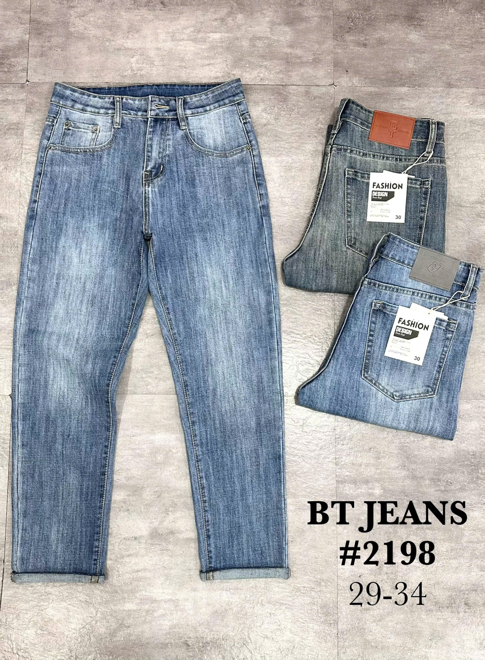 Quần jean nam form slimfit trơn xanh cao cấp Ms 2198