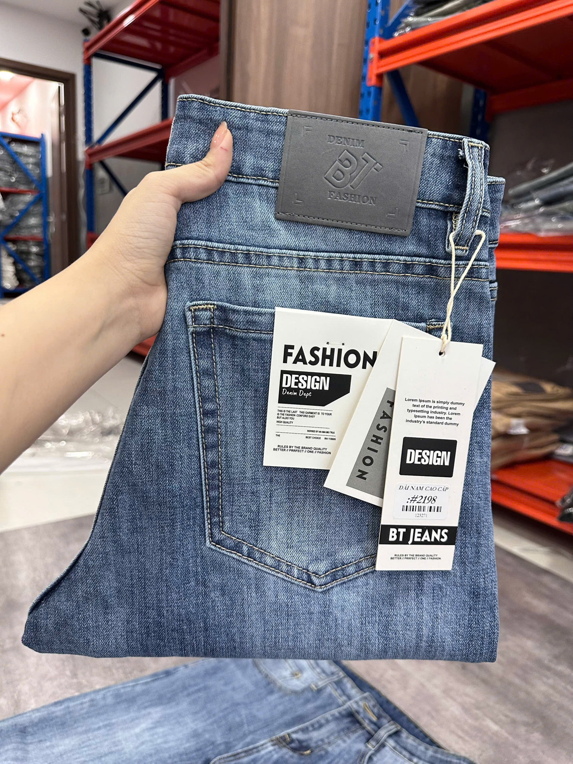 Quần jean nam form slimfit trơn xanh cao cấp Ms 2198