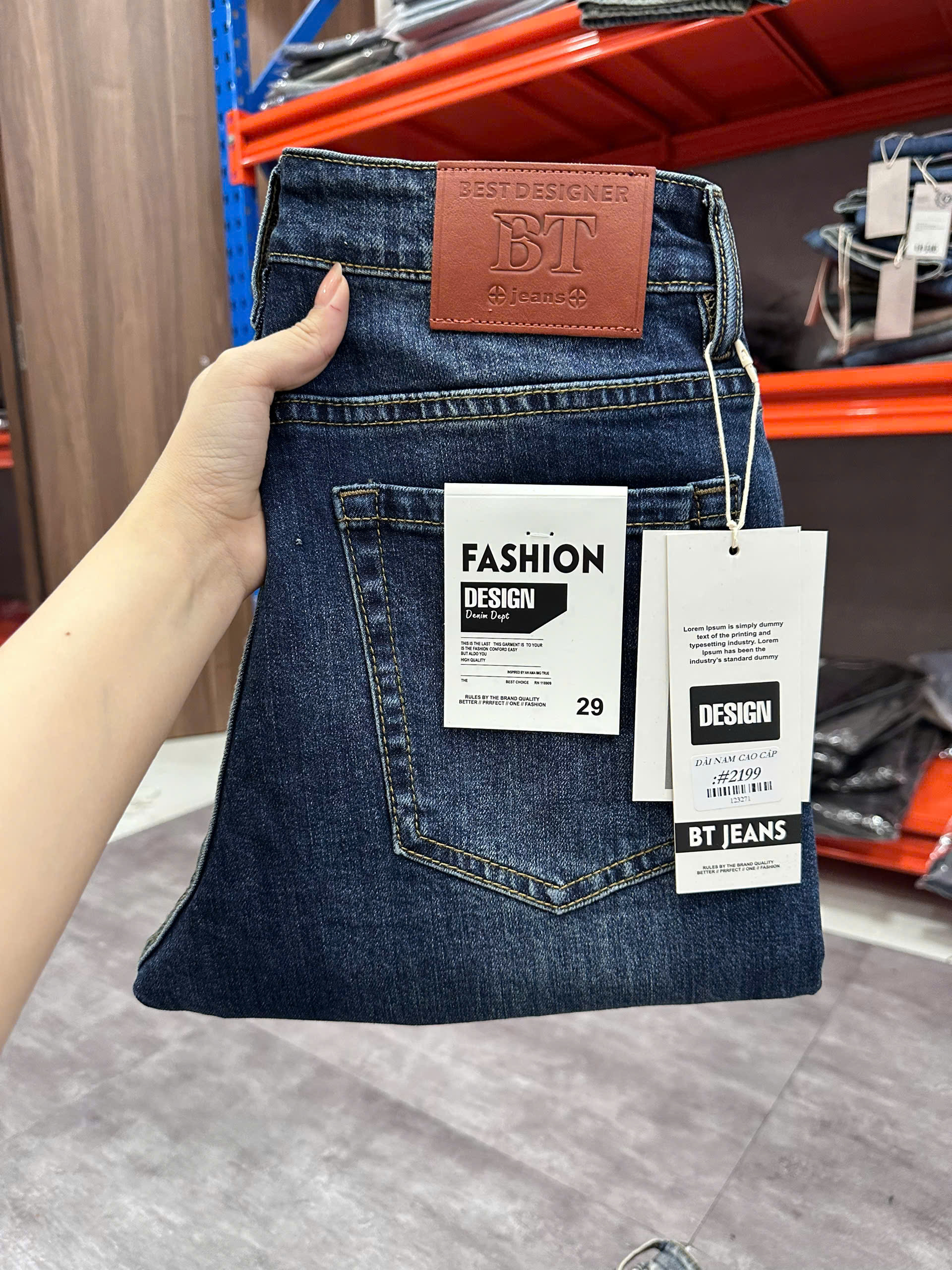 Quần jean nam form slimfit trơn xanh cao cấp Ms 2199