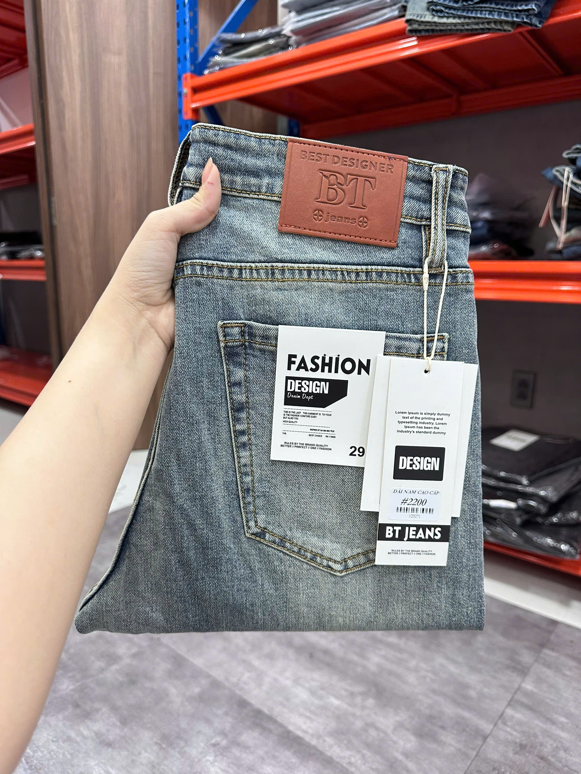 Quần jean nam form slimfit trơn xanh cao cấp Ms 2200