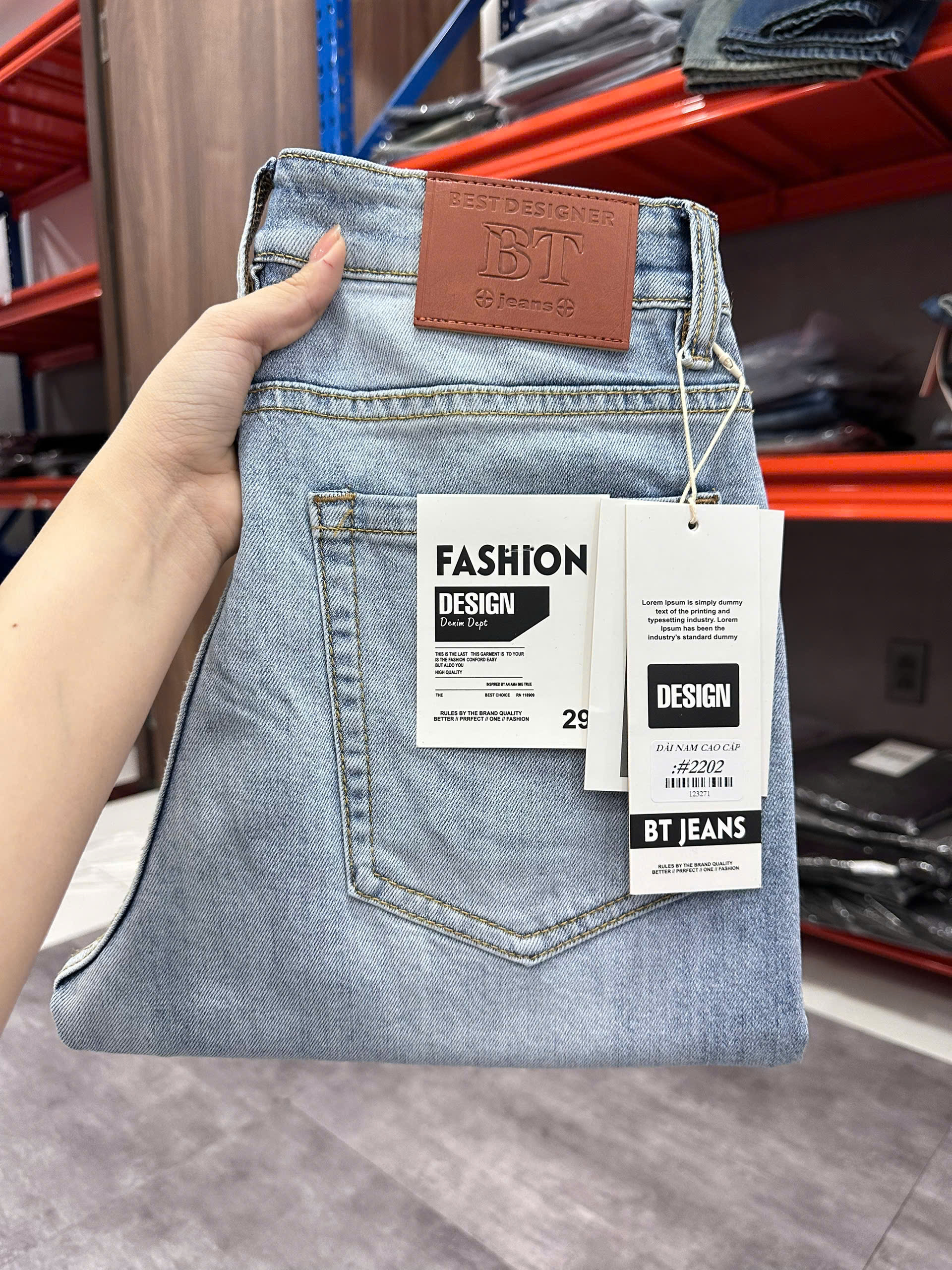 Quần jean nam form slimfit trơn xanh cao cấp Ms 2202