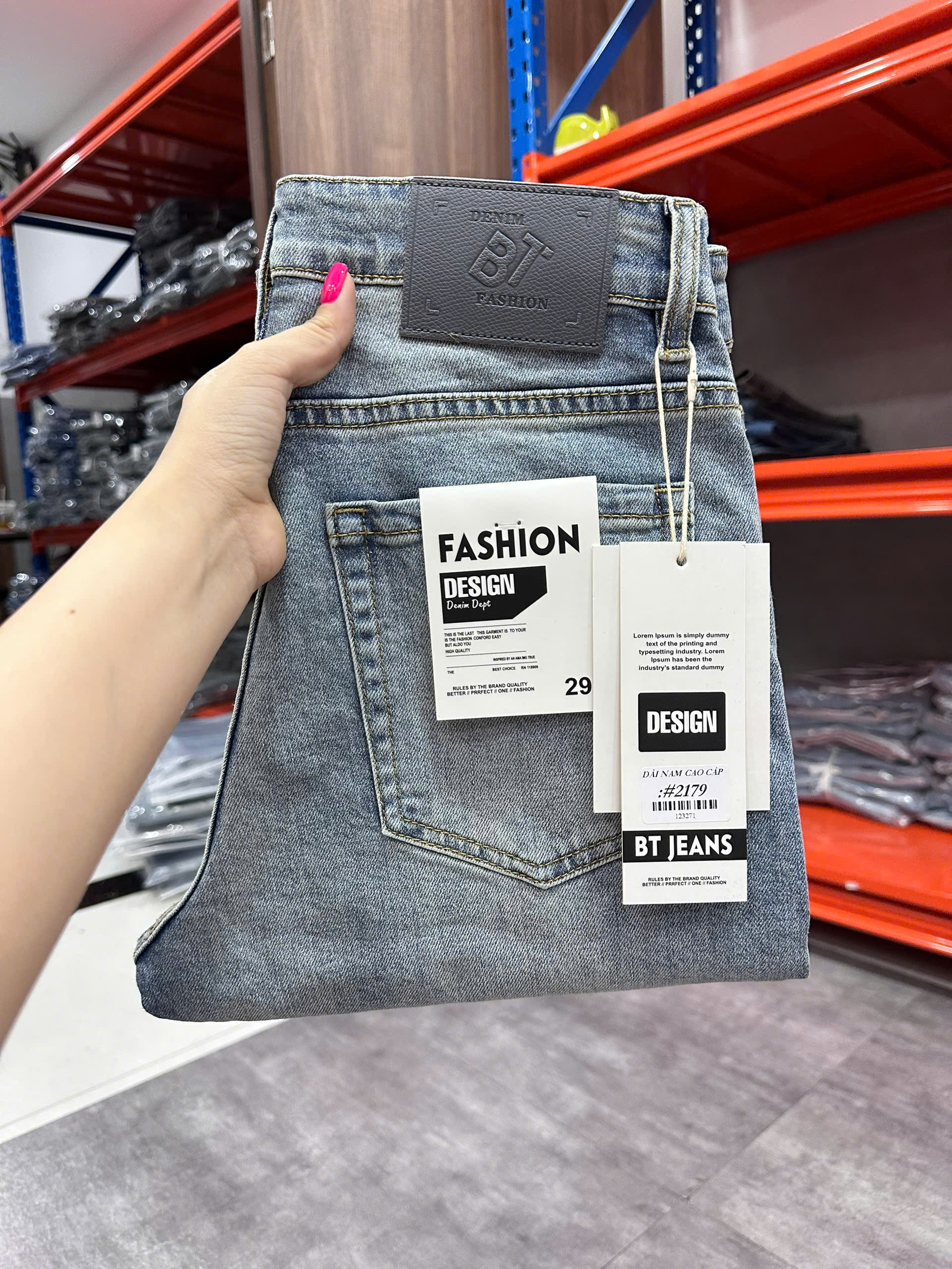 Quần jean nam trơn có giãn xanh cao cấp Ms 2179