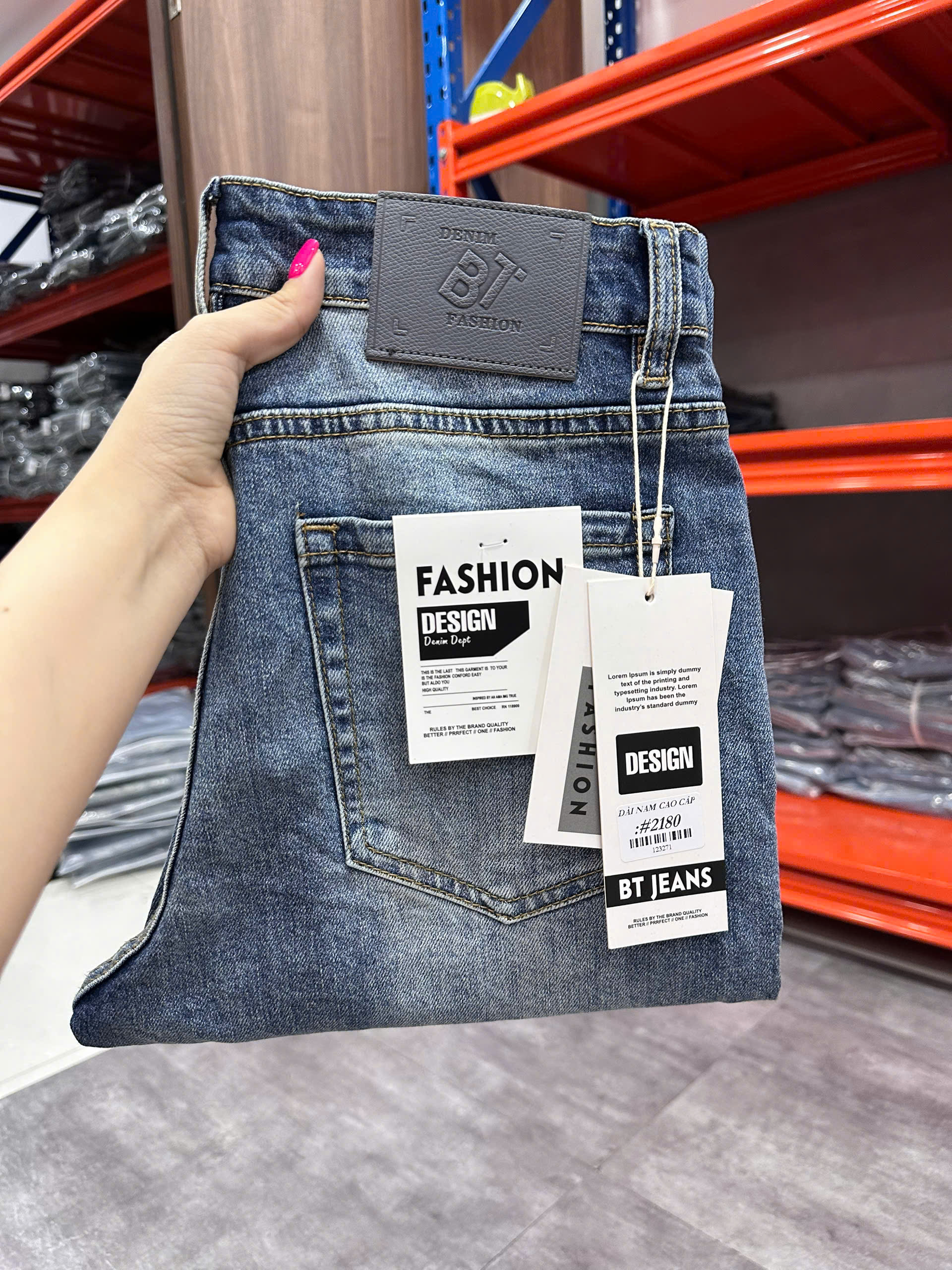 Quần jean nam trơn có giãn xanh cao cấp Ms 2180