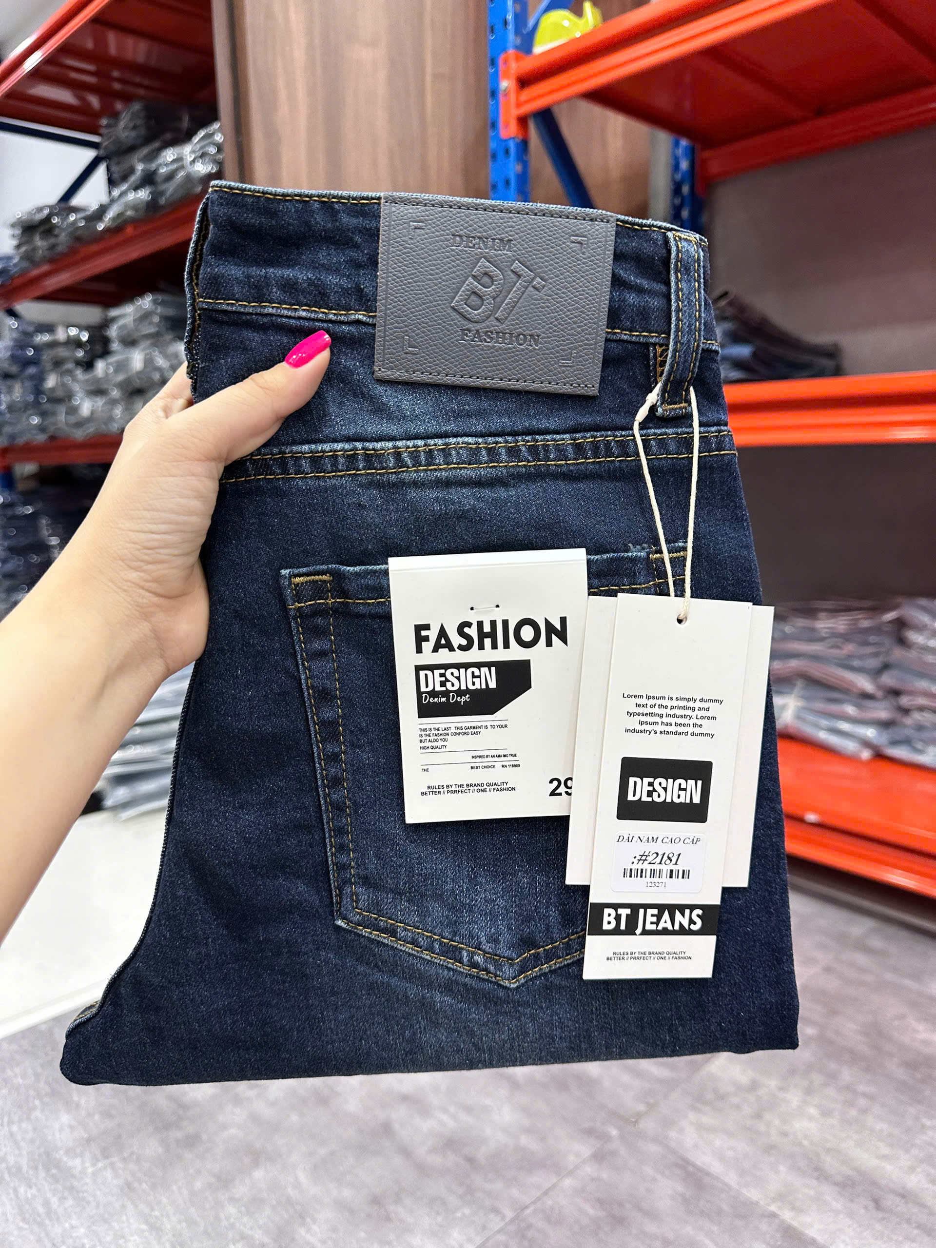 Quần jean nam trơn có giãn xanh cao cấp Ms 2181