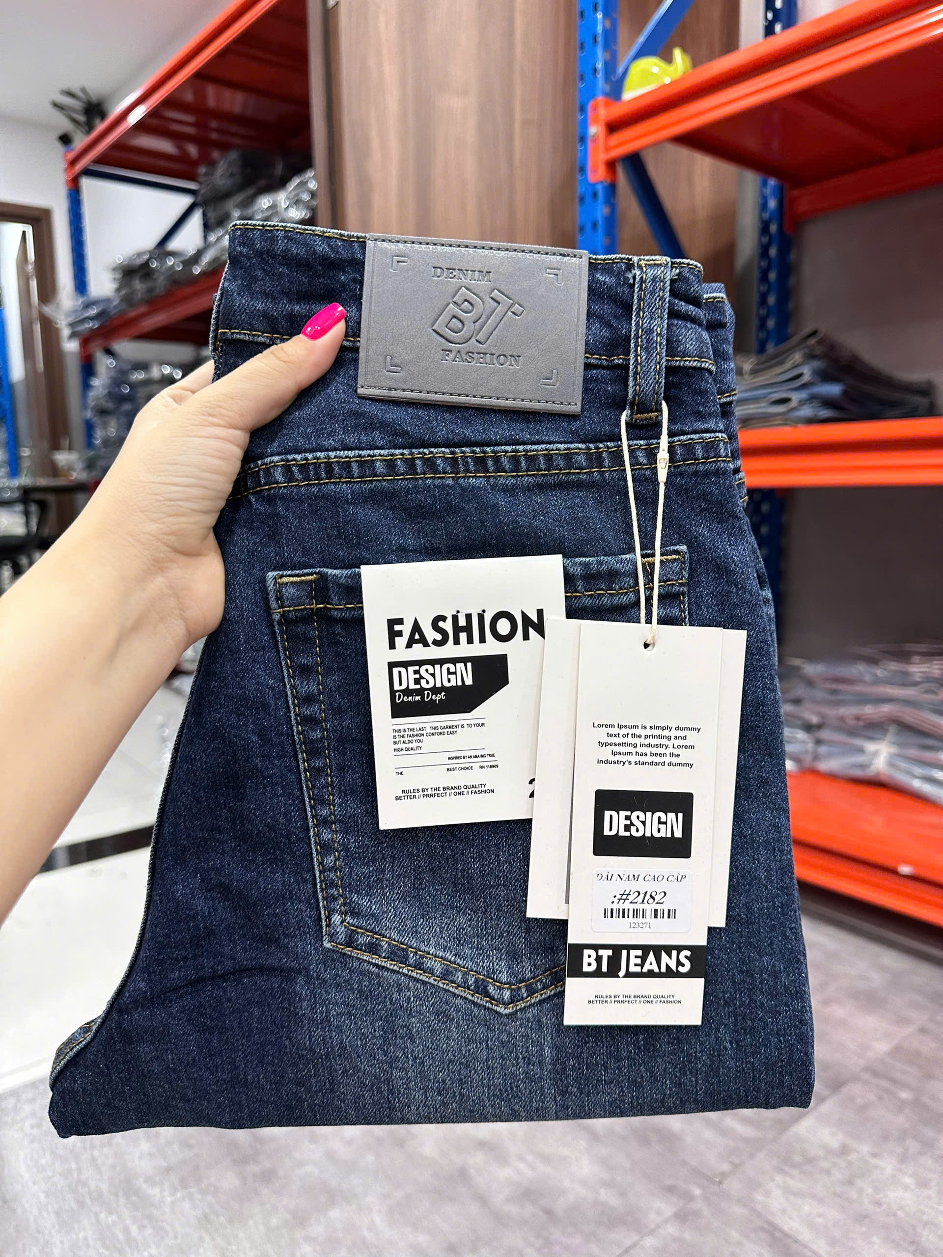 Quần jean nam trơn có giãn xanh cao cấp Ms 2182