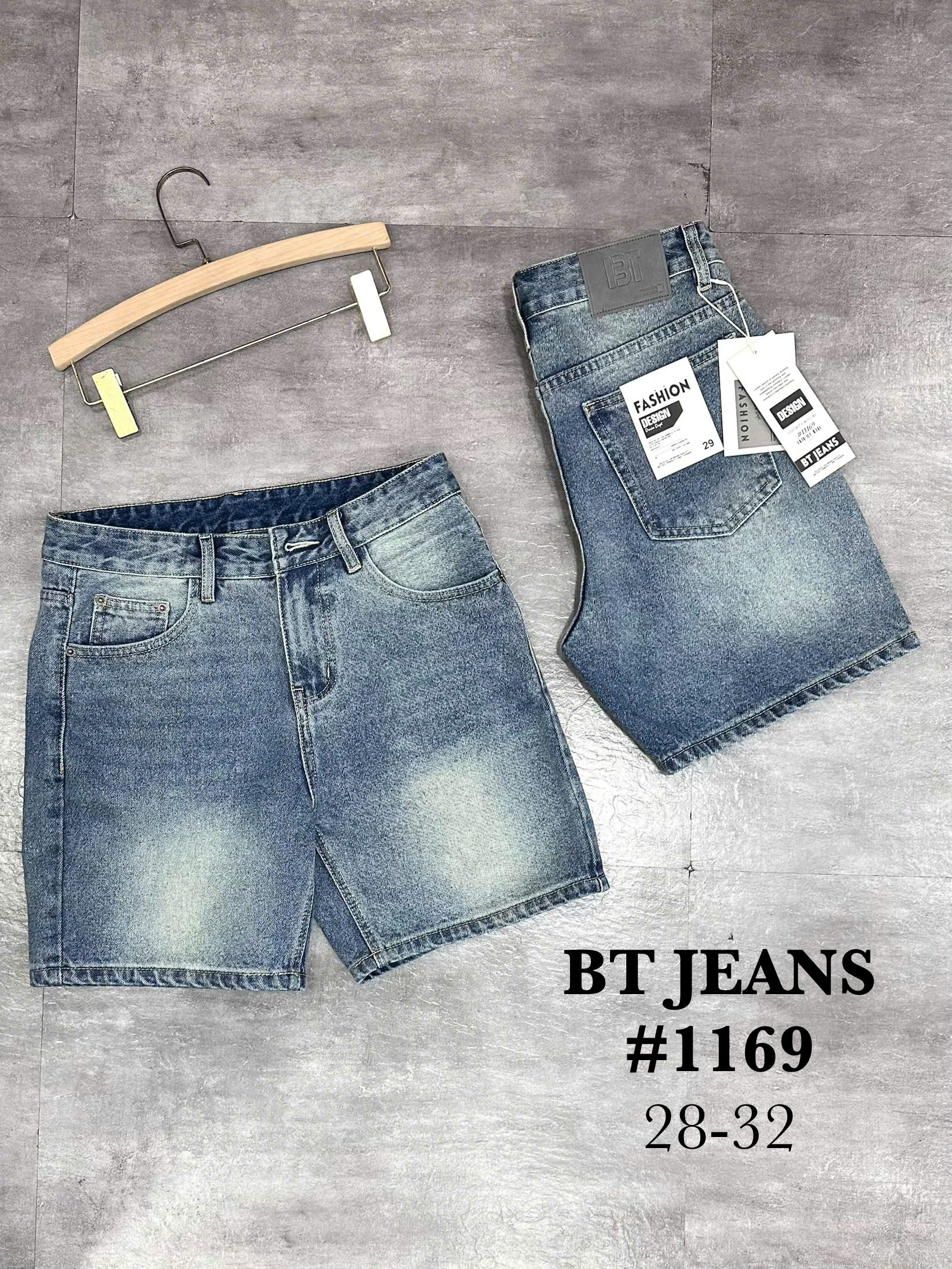 Quần short jeans xanh trơn không giãn cao cấp Ms 1169