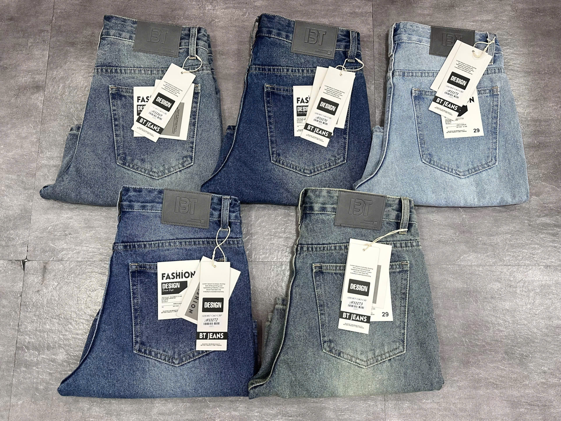 Quần short jeans xanh trơn không giãn cao cấp Ms 1171