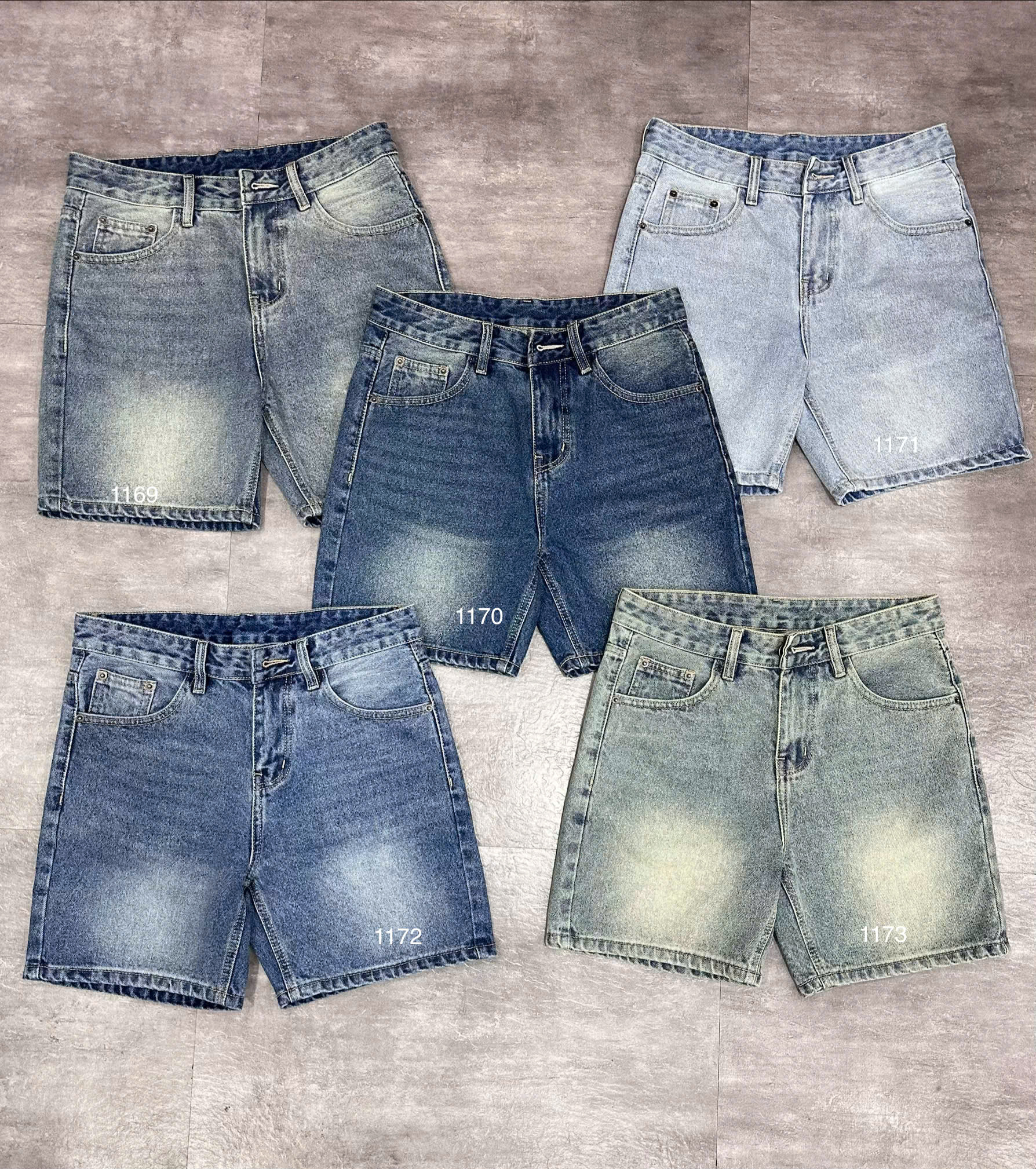 Quần short jeans xanh trơn không giãn cao cấp Ms 1172