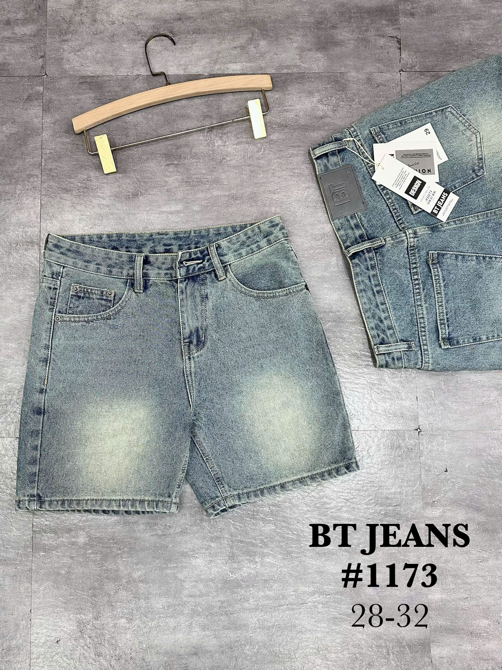 Quần short jeans xanh trơn không giãn cao cấp Ms 1173