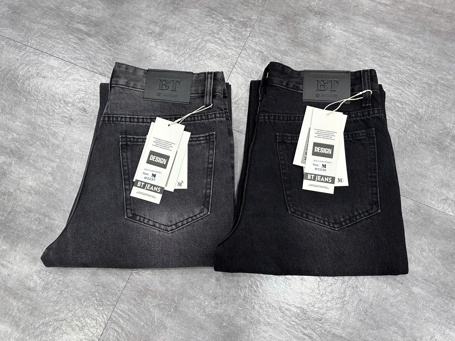 Quần jean nam cotton suông màu xám không giãn Ms 1237