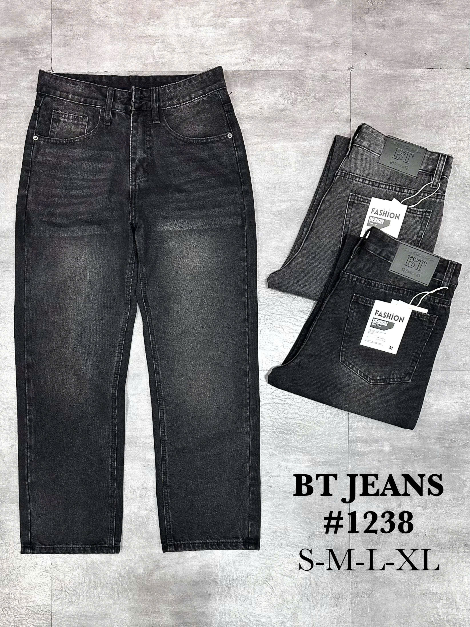 Quần jean nam cotton suông màu xám không giãn Ms 1238