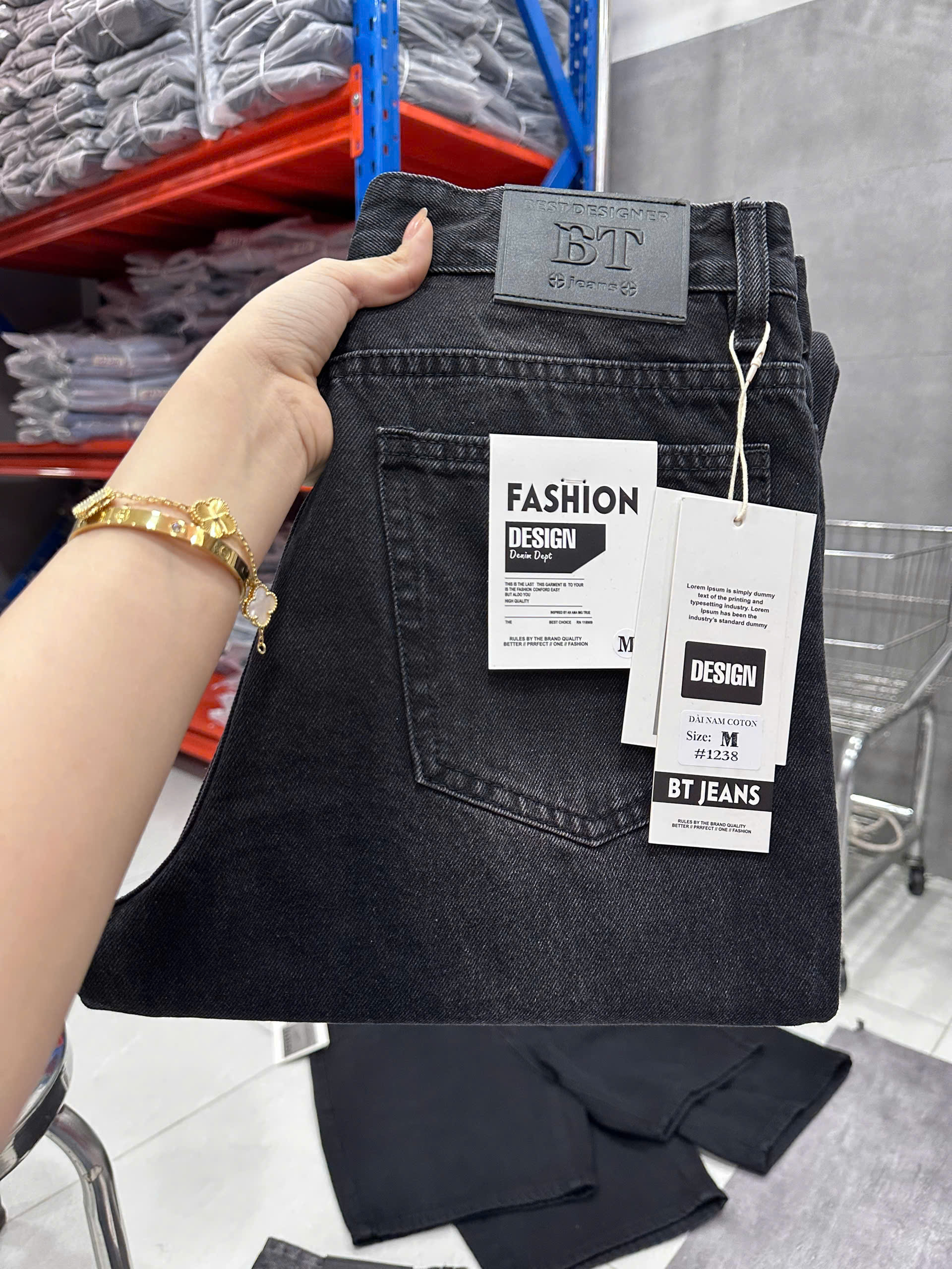 Quần jean nam cotton suông màu xám không giãn Ms 1238