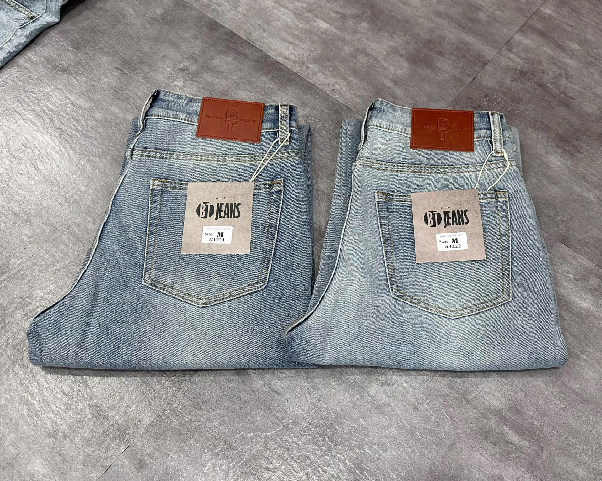 Quần jean nam cotton suông màu xanh không giãn Ms 1222