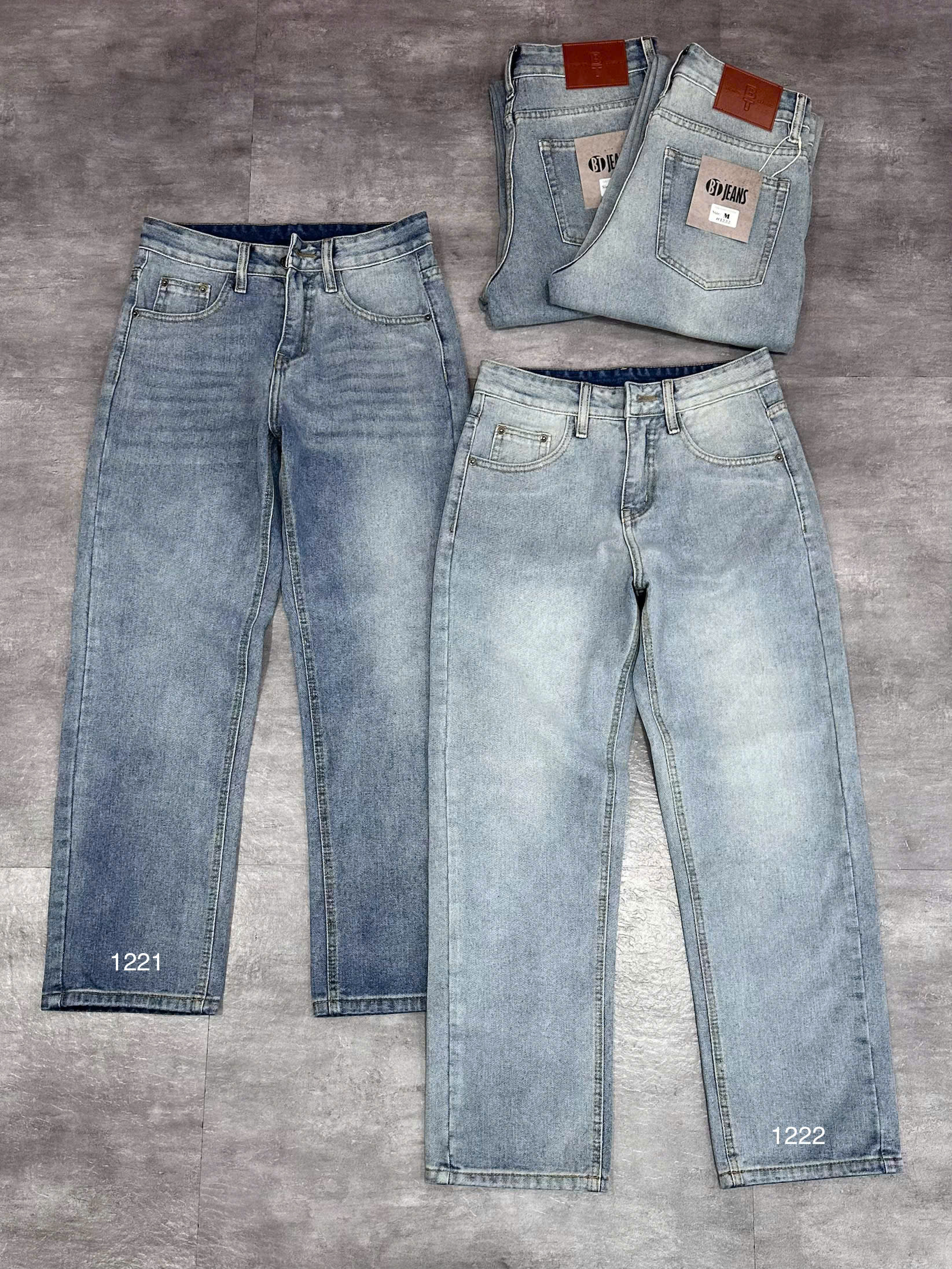 Quần jean nam cotton suông màu xanh không giãn Ms 1222