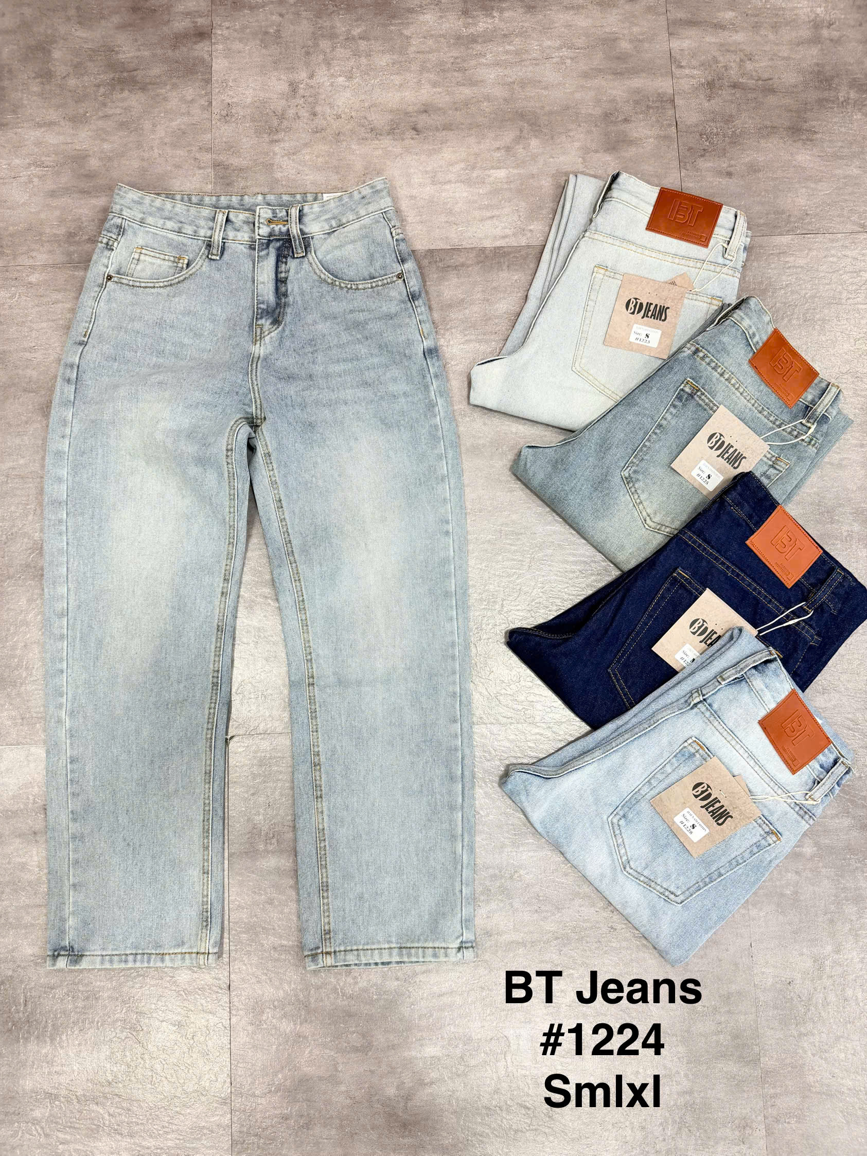 Quần jean nam cotton suông màu xanh không giãn Ms 1224