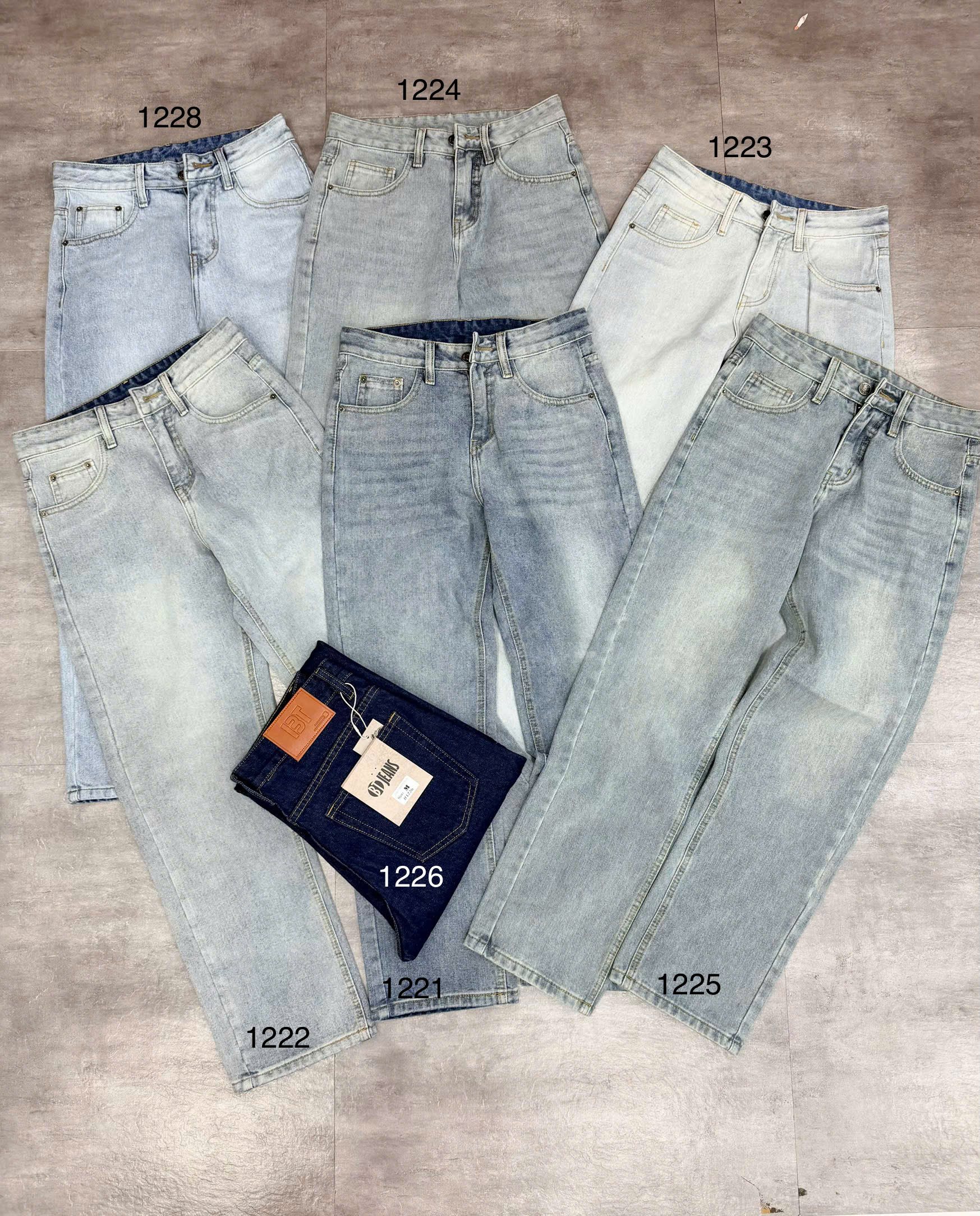 Quần jean nam cotton suông màu xanh không giãn Ms 1224