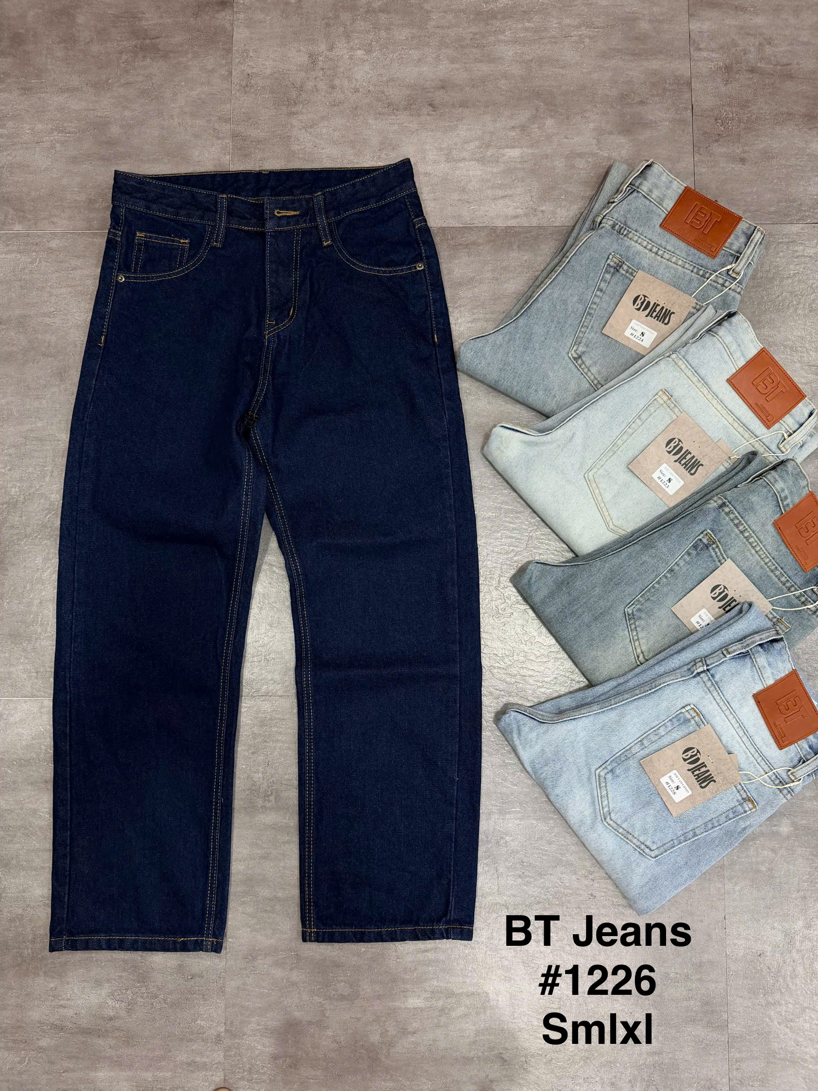 Quần jean nam cotton suông màu xanh không giãn Ms 1226