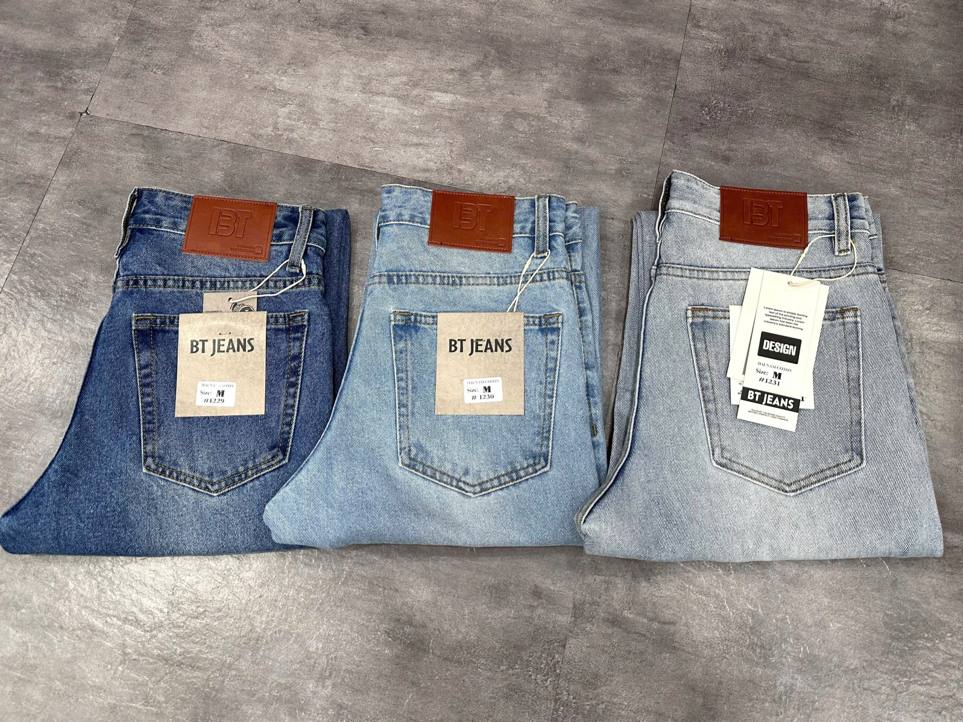 Quần jean nam cotton suông màu xanh không giãn Ms 1229