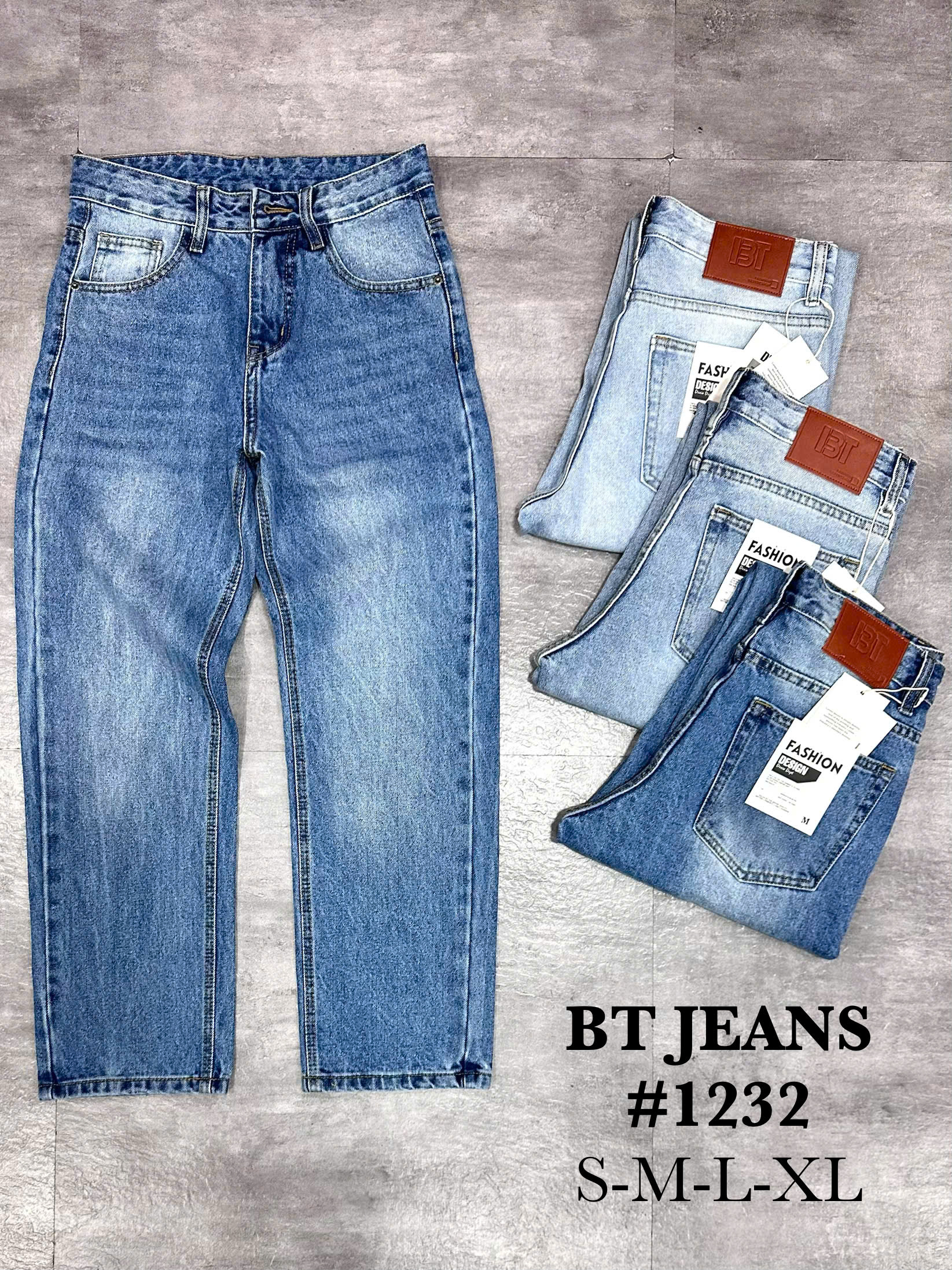 Quần jean nam cotton suông màu xanh không giãn Ms 1232