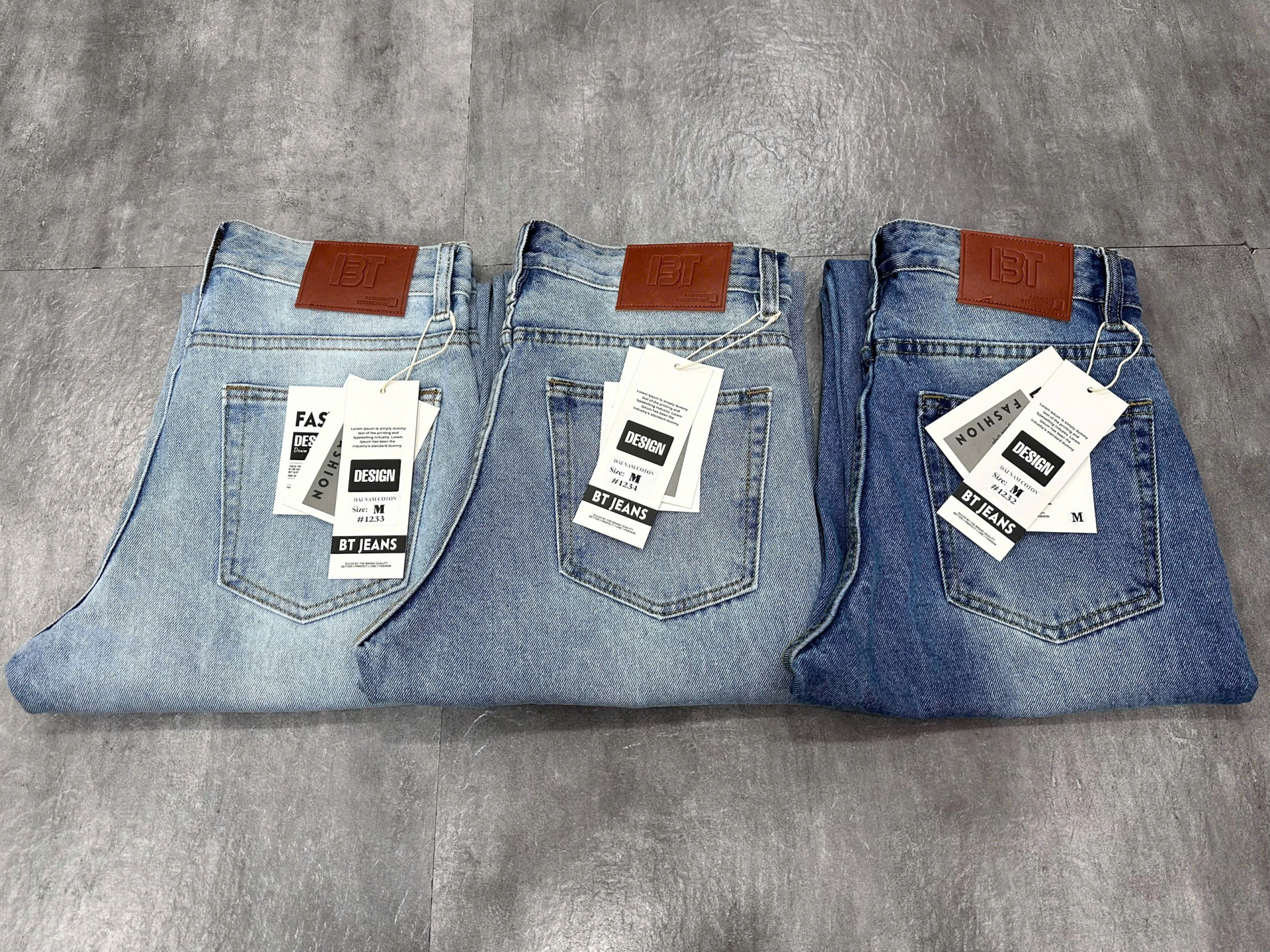 Quần jean nam cotton suông màu xanh không giãn Ms 1232