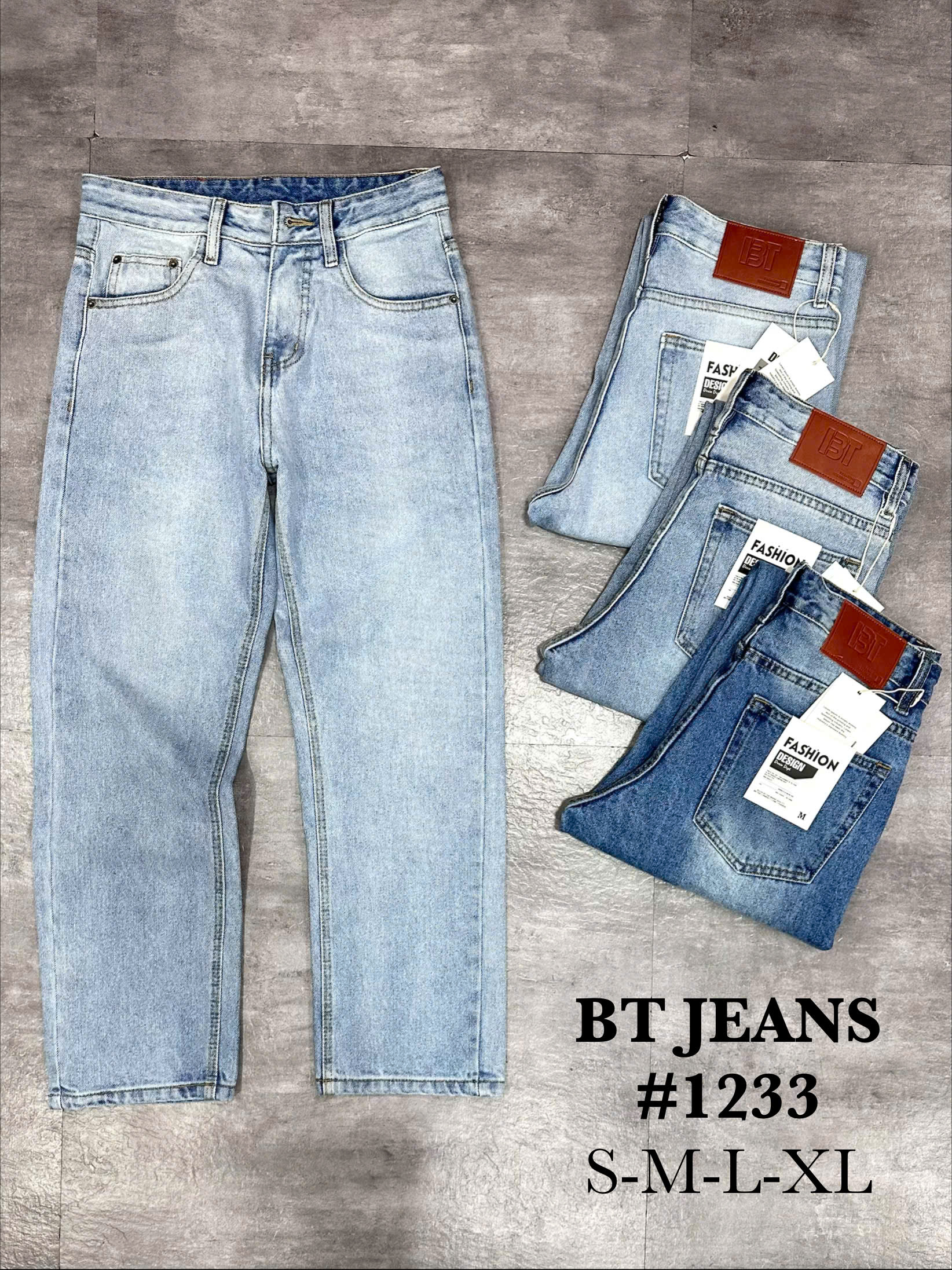 Quần jean nam cotton suông màu xanh không giãn Ms 1233