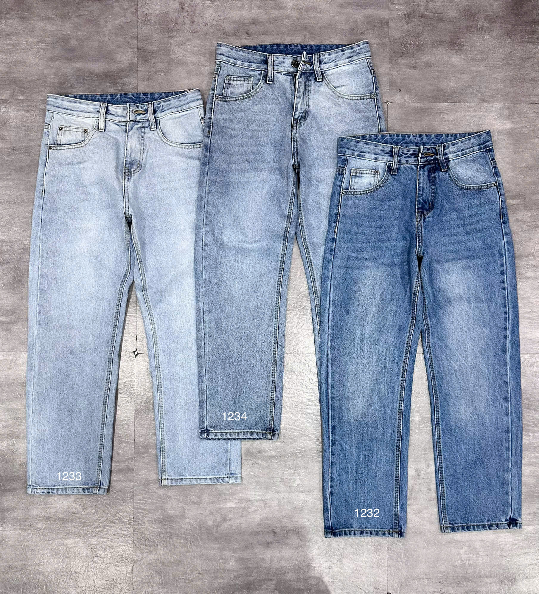 Quần jean nam cotton suông màu xanh không giãn Ms 1234