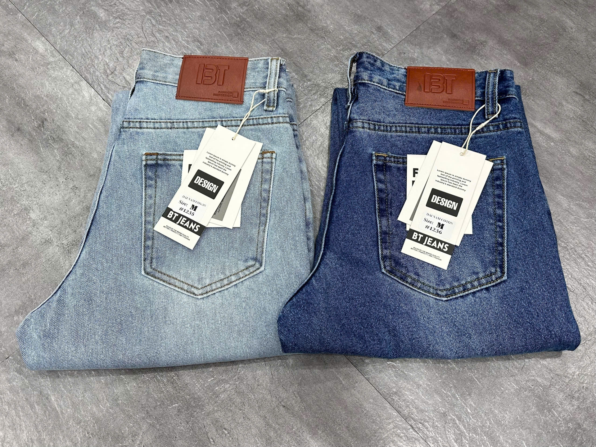 Quần jean nam cotton suông màu xanh không giãn Ms 1236