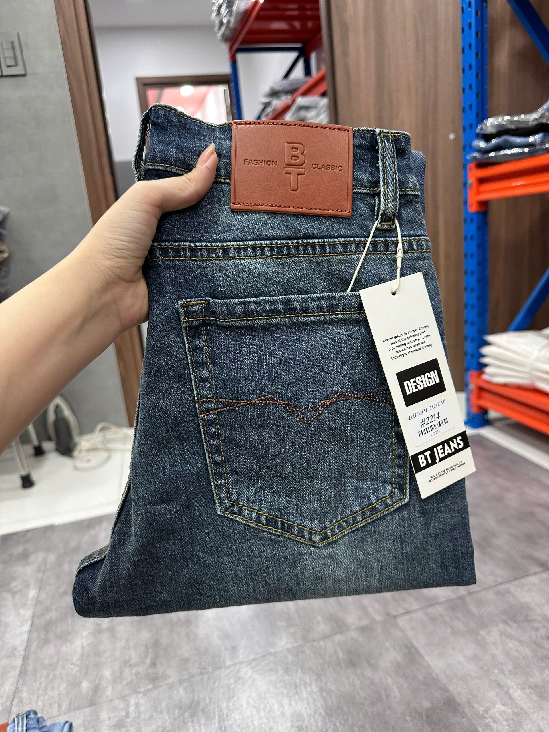 Quần jean nam form slimfit trơn xanh cao cấp Ms 2214