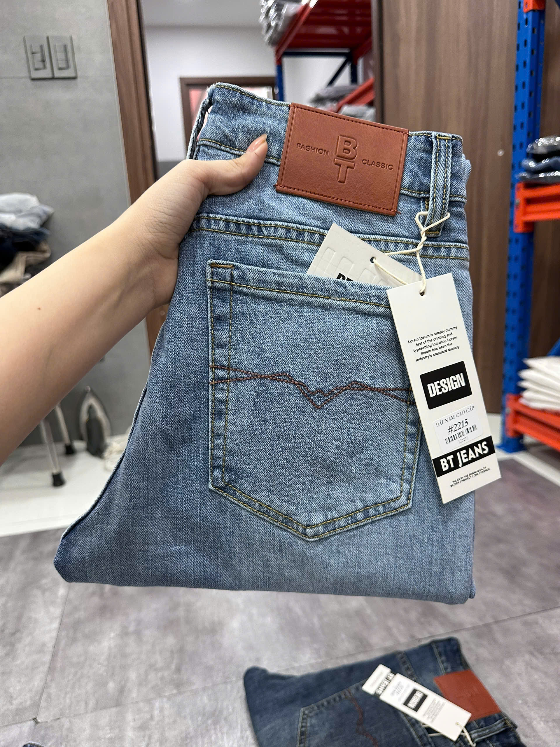 Quần jean nam form slimfit trơn xanh cao cấp Ms 2215