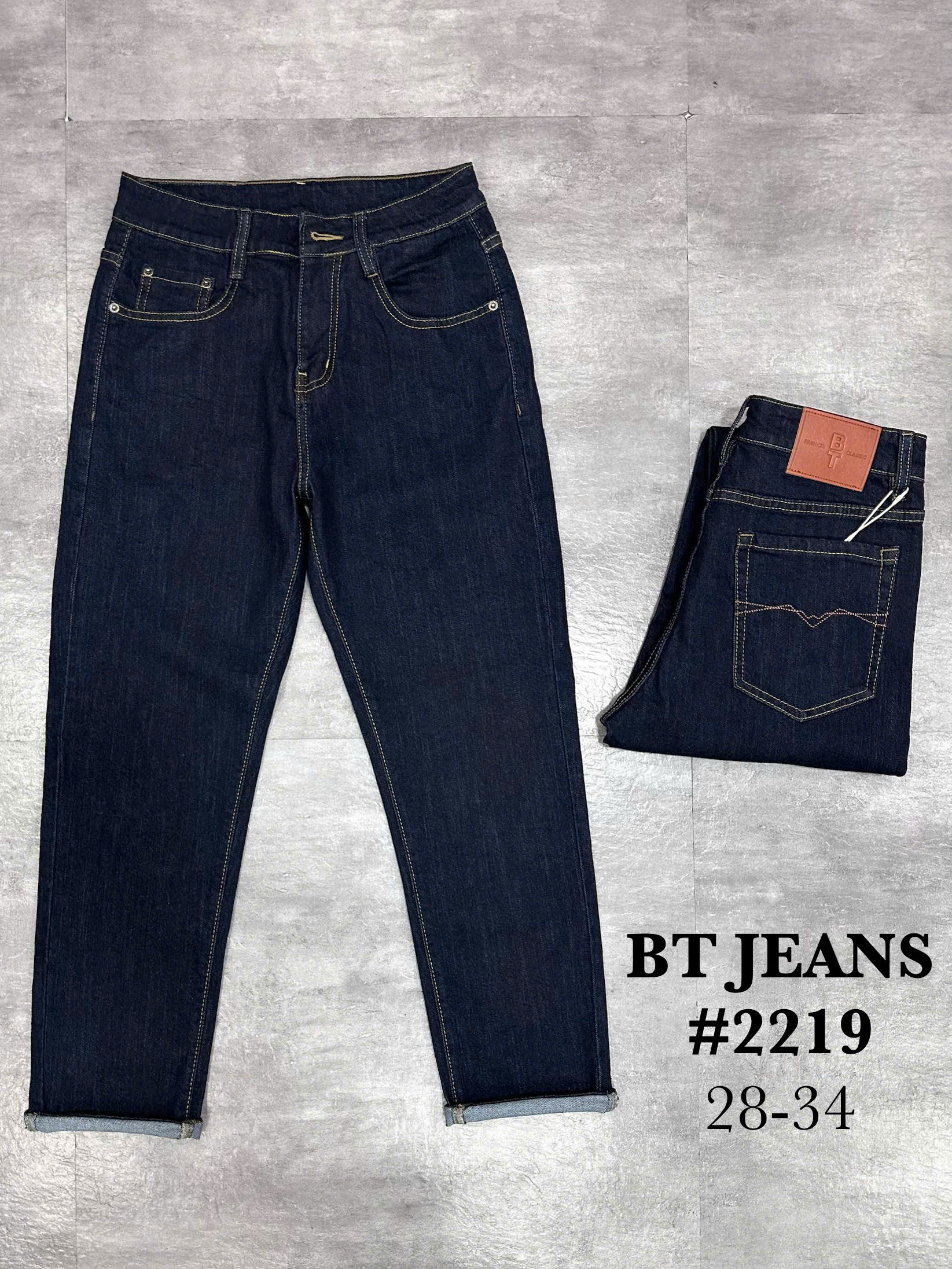 Quần jean nam form slimfit trơn xanh cao cấp Ms 2219