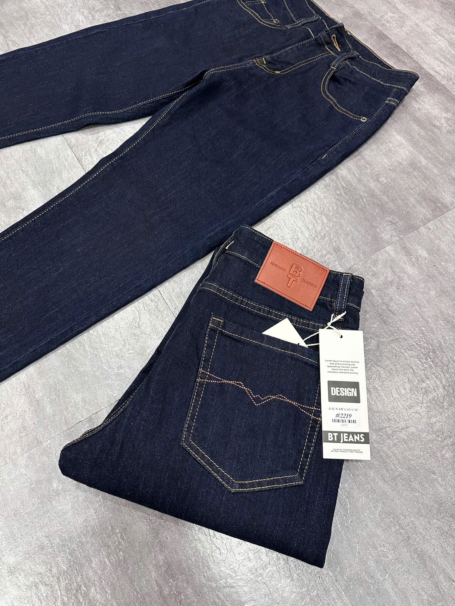 Quần jean nam form slimfit trơn xanh cao cấp Ms 2219