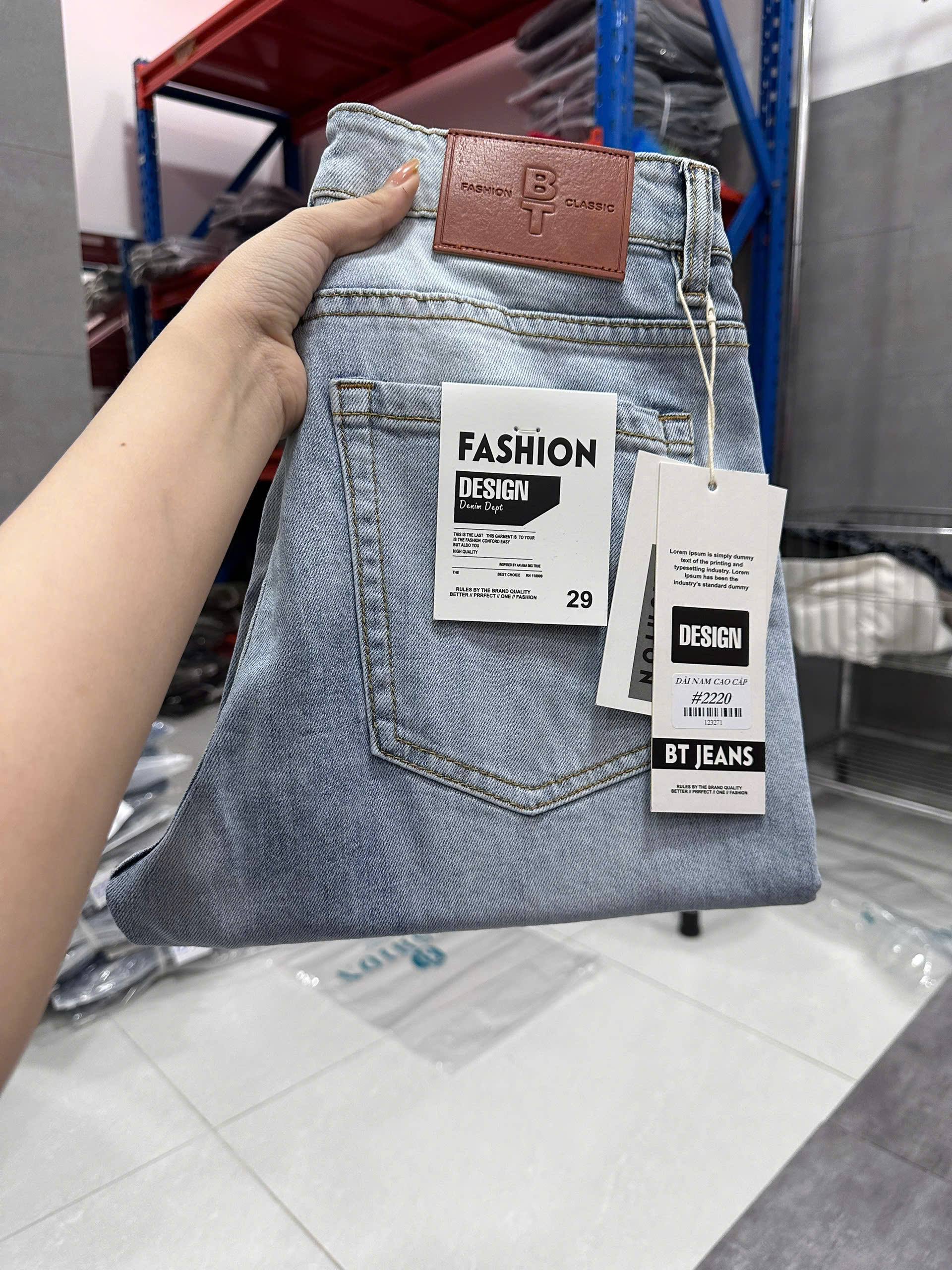 Quần jean nam form slimfit trơn xanh xám cao cấp Ms 2220